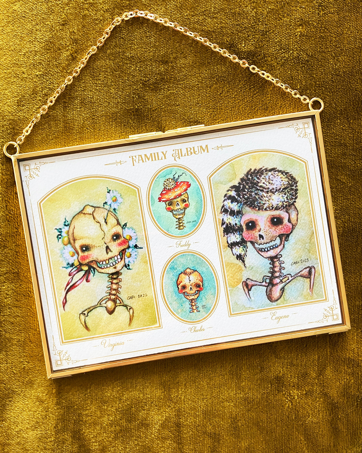 Family Album, Skull Portraits, Framed Giclée Print 7" x 5"