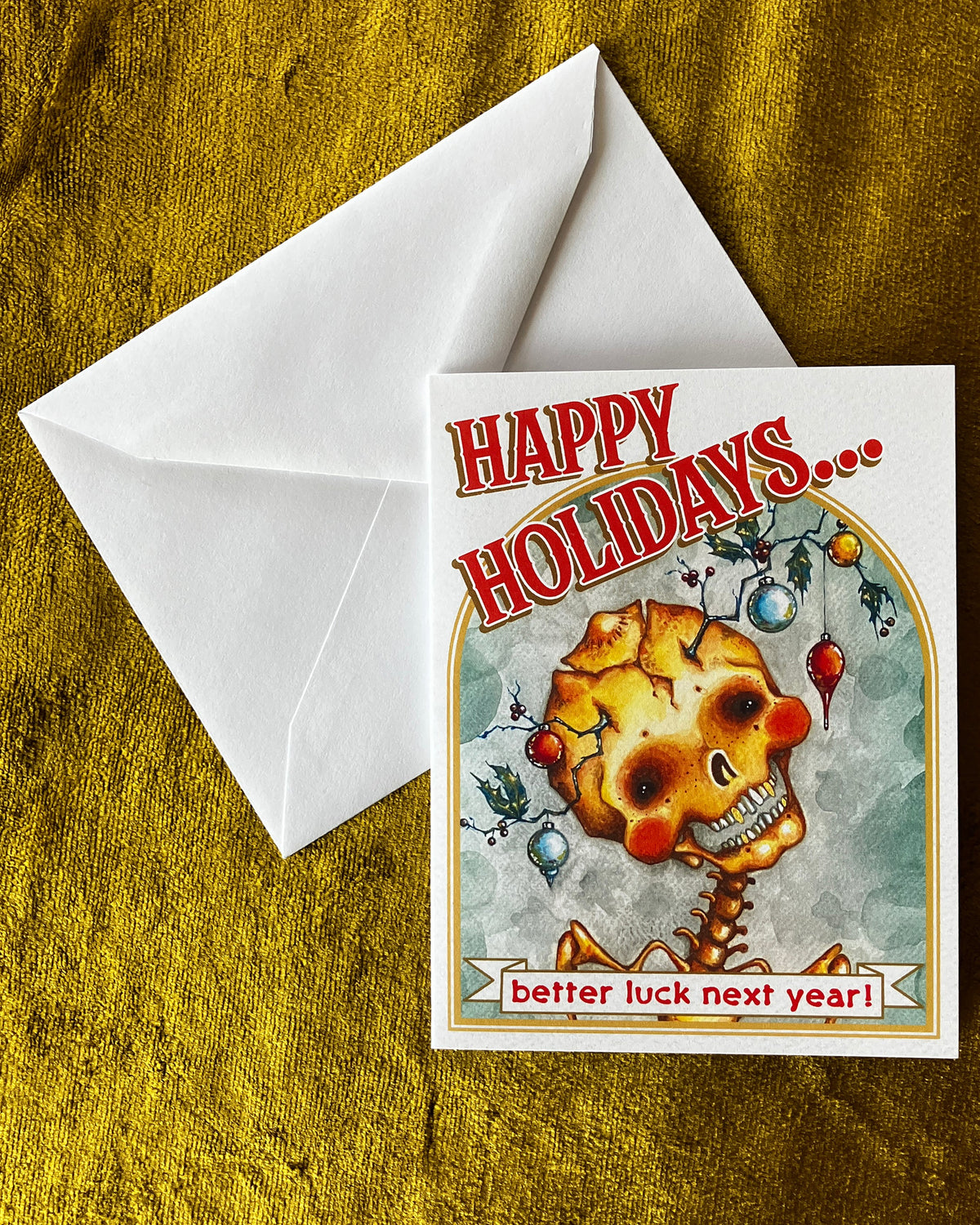 Happy Holidays! Better Luck Next Year! Holiday Cards, Skull Portrait- pack of 5