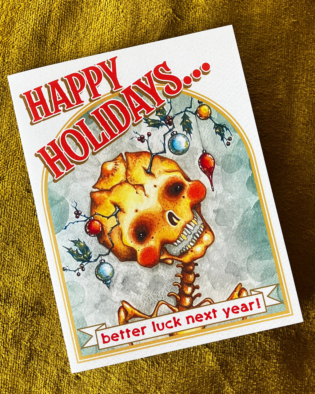 Happy Holidays! Better Luck Next Year! Holiday Cards, Skull Portrait- pack of 5