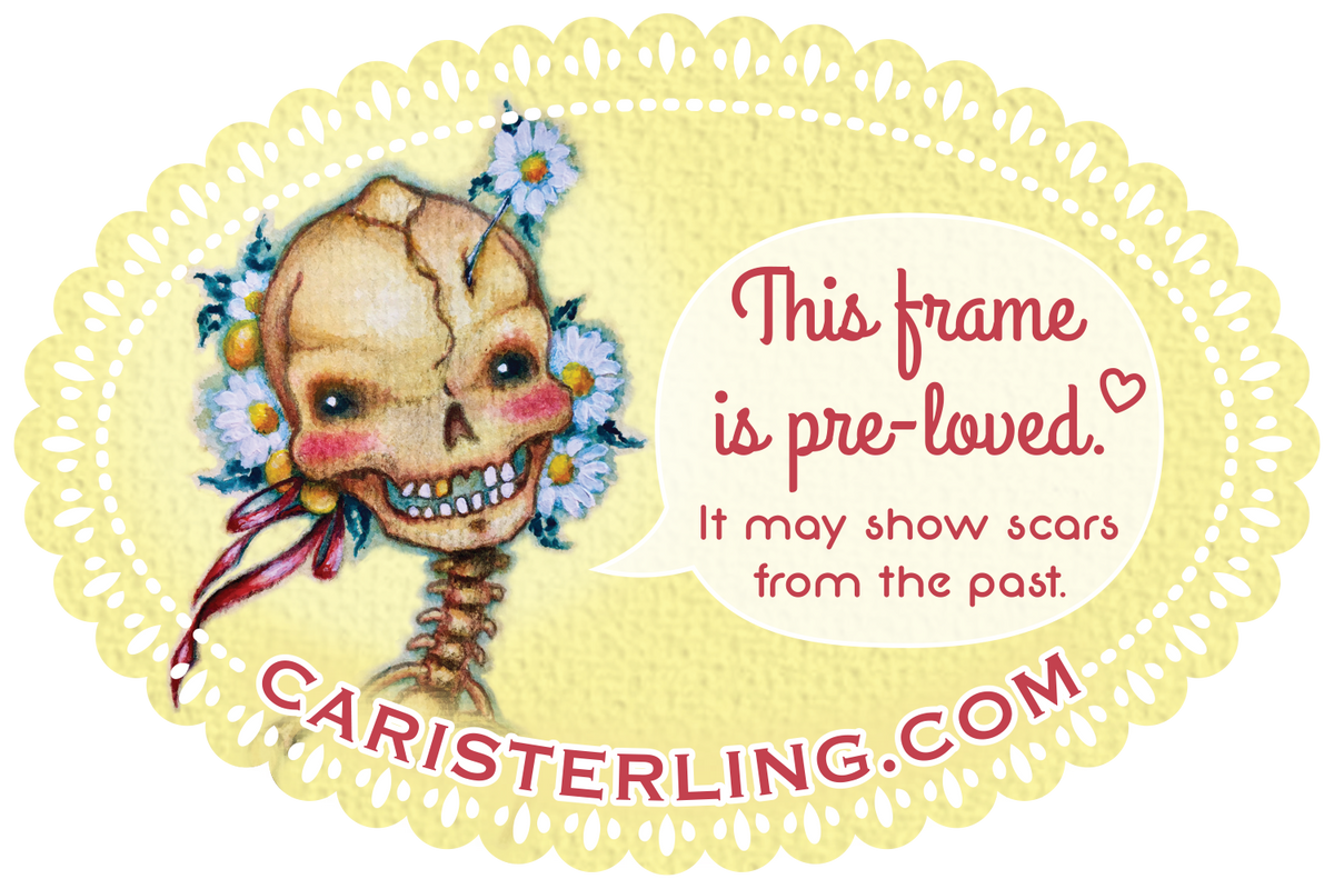 Urchin Beret, Original Skull Portrait, Framed 5" x 7"