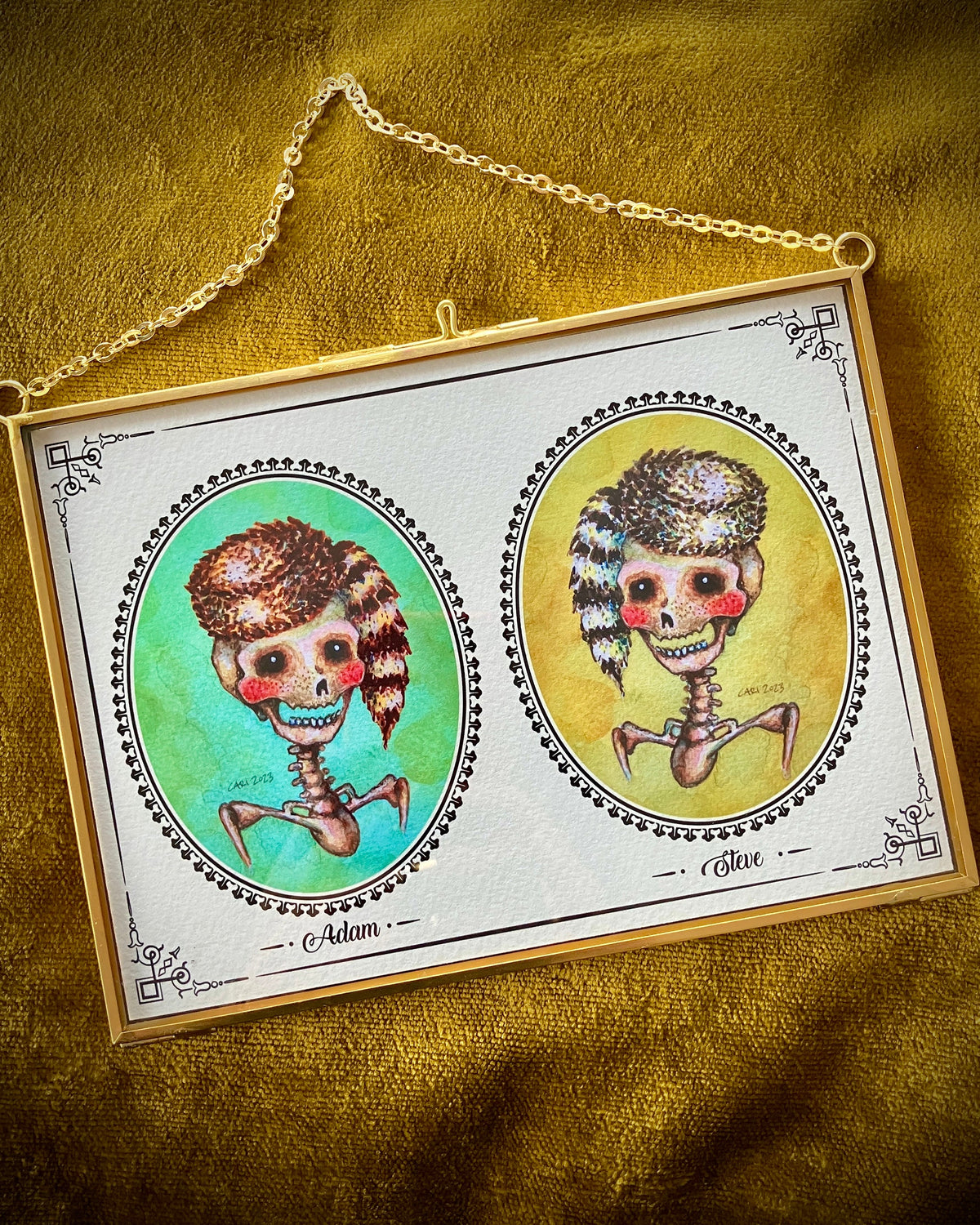 Adam & Steve, Skull Portraits, Framed Giclée Print 7" x 5"