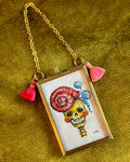 Candy Snail Beret, Skull Portrait, Framed Giclée Print 2" x 3"