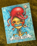 Thank You! Notecards, Octopus Bonnet, Skull Portrait- pack of 5