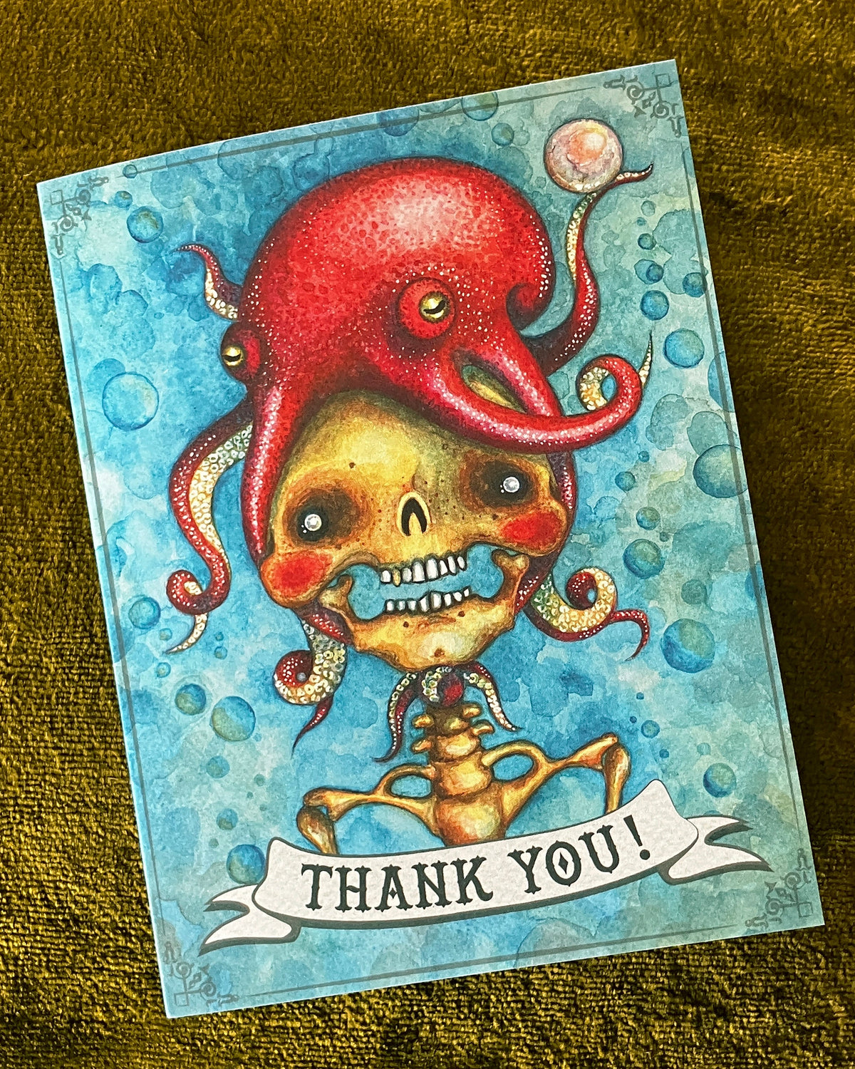 Thank You! Notecards, Octopus Bonnet, Skull Portrait- pack of 5