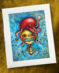 Octopus Bonnet, Skull Portrait, Giclée Print 8" x 10"