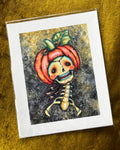 Pumpkin Bonnet, Skull Portrait, Giclée Print 8" x 10"