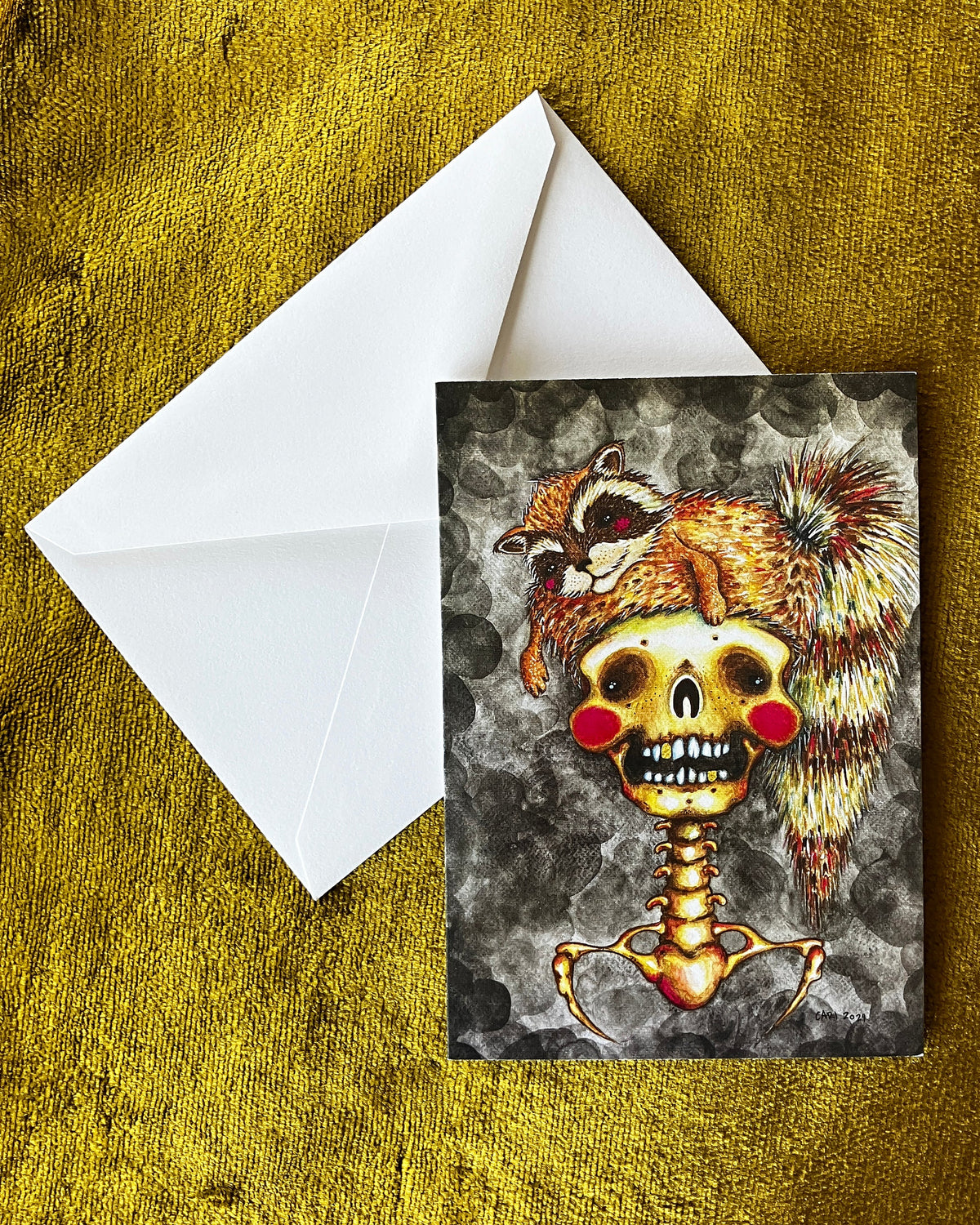 Raccoon Hat, Notecards, Skull Portrait- pack of 4