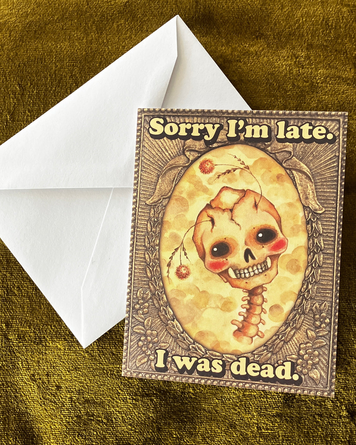 Sorry I'm Late! Notecards, Skull Portrait- pack of 5