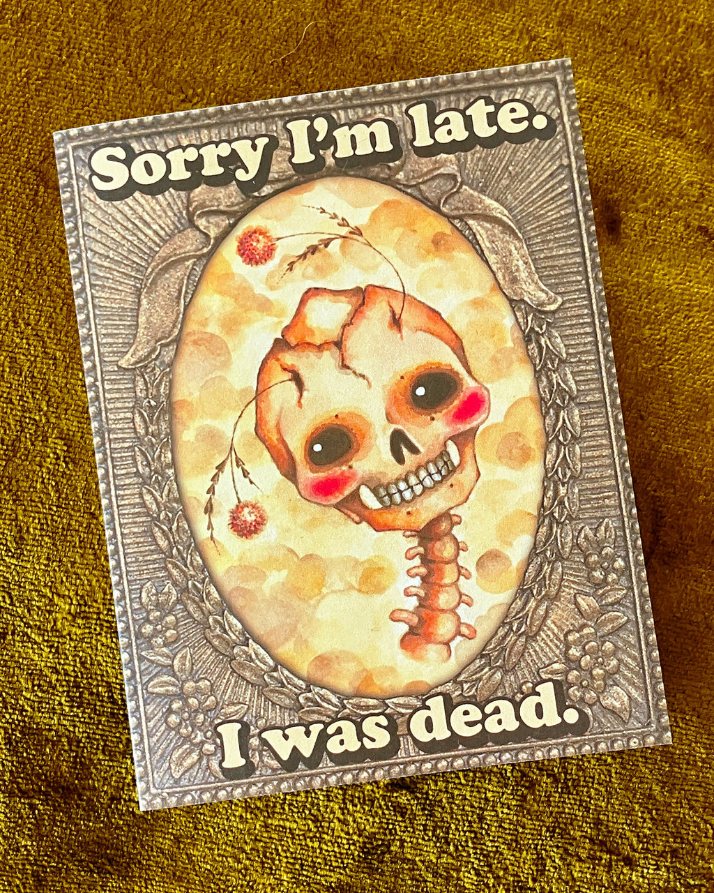 Sorry I'm Late! Notecards, Skull Portrait- pack of 5