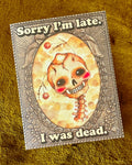 Sorry I'm Late! Notecards, Skull Portrait- pack of 5