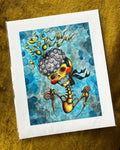 Urchin Beret, Skull Portrait, Giclée Print 8" x 10"