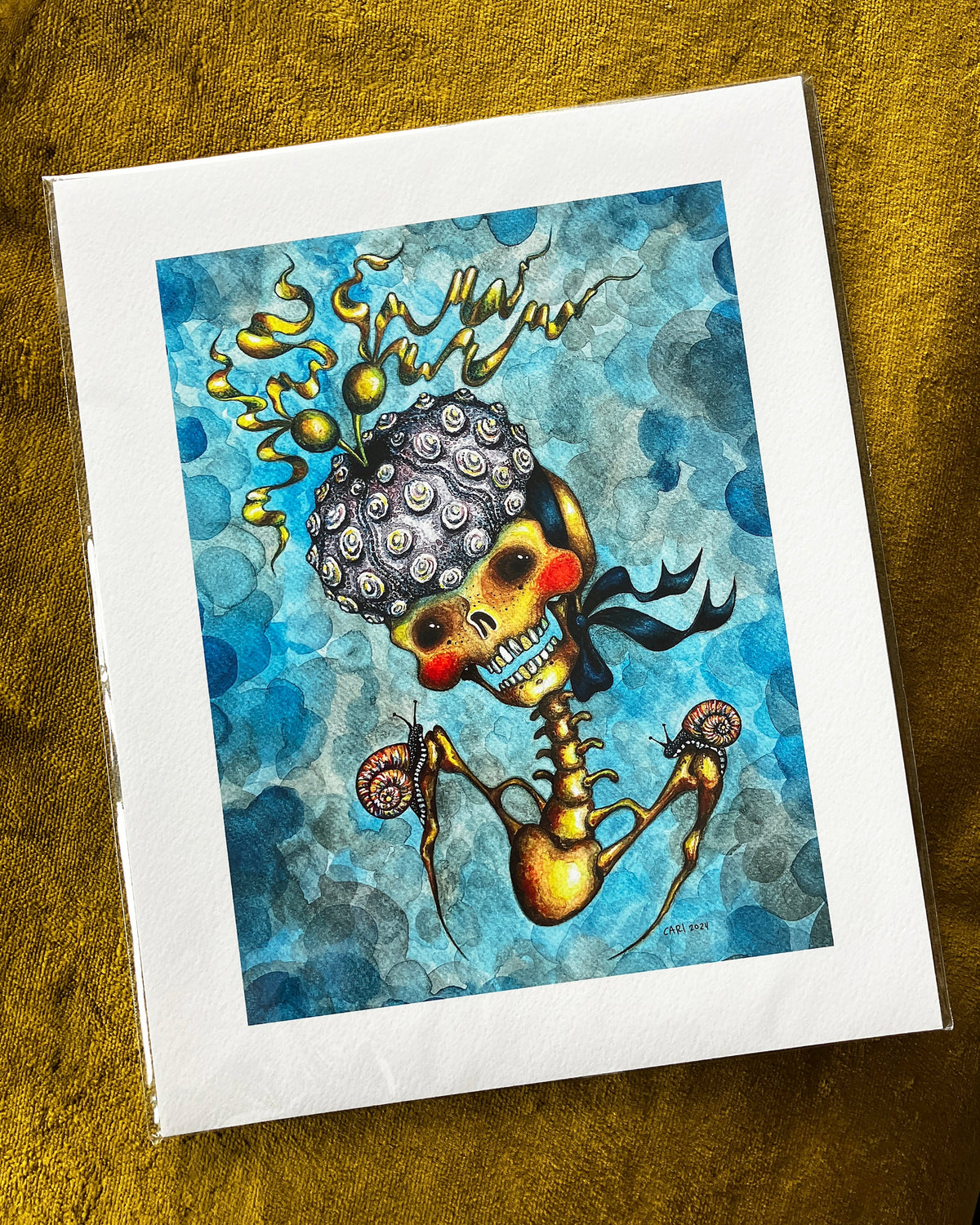 Urchin Beret, Skull Portrait, Giclée Print 8" x 10"